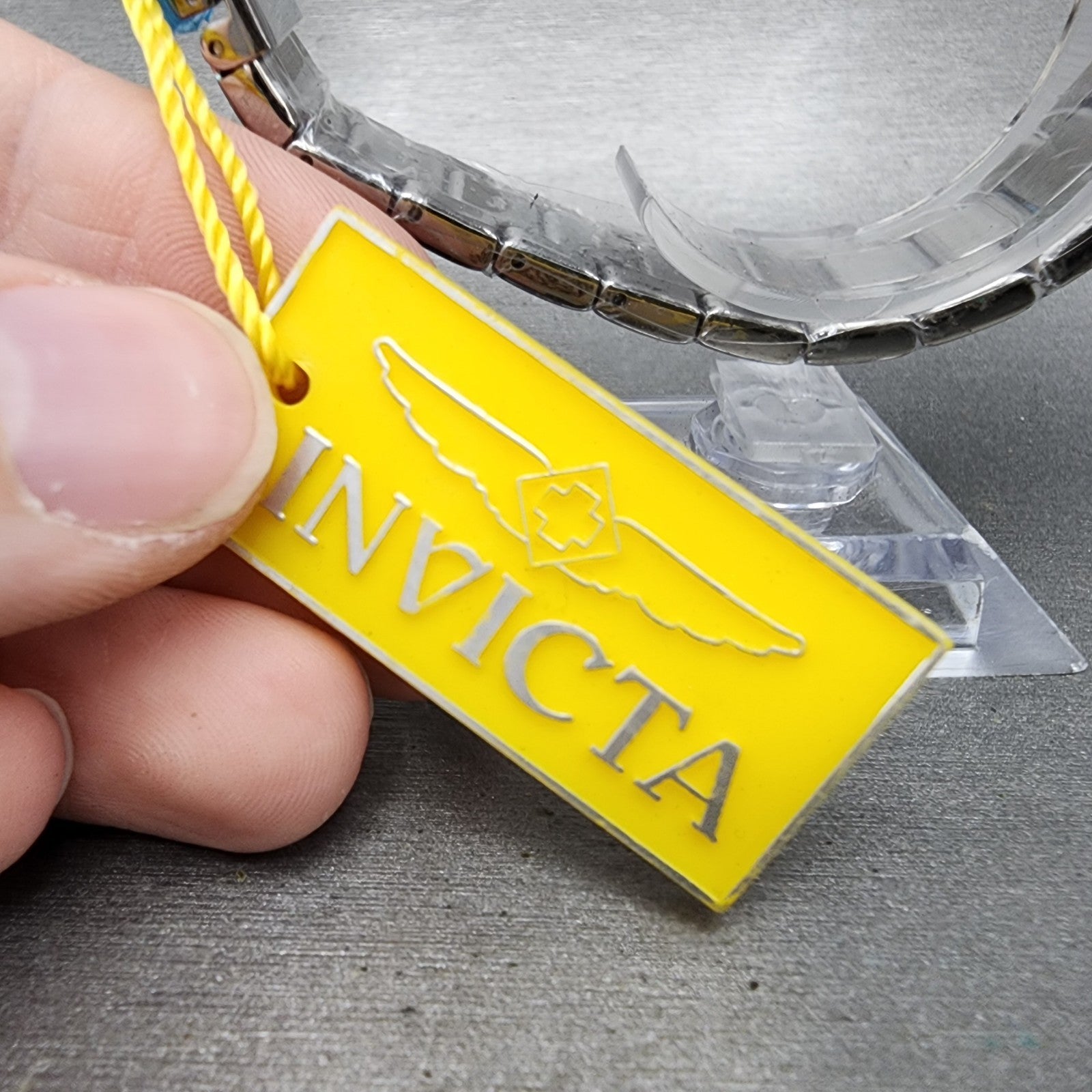 Invicta Lupah Watch Women 26mm Yellow Dial Silver Tone Rectangle 24115 New Batt9