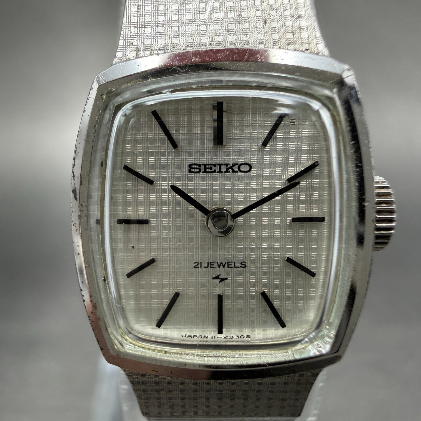 Seiko Watch Women 17mm Silver Dial Silver Tone Rectangle Manual 11-3610 Runs1