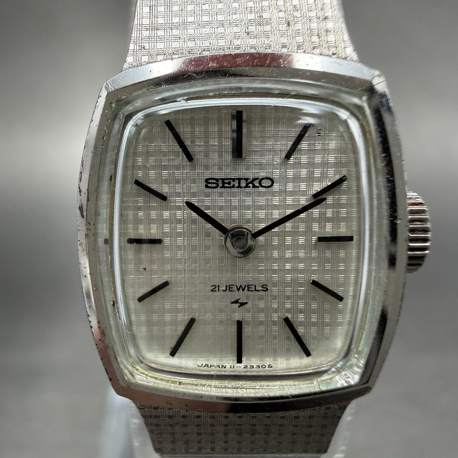 Seiko Watch Women 17mm Silver Dial Silver Tone Rectangle Manual 11-3610 Runs1