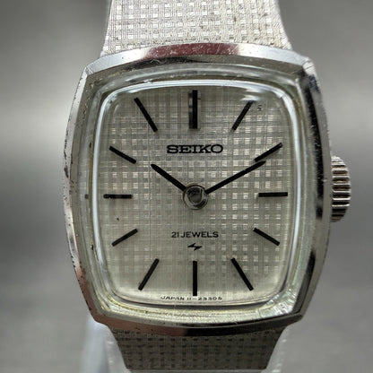 Seiko Watch Women 17mm Silver Dial Silver Tone Rectangle Manual 11-3610 Runs1