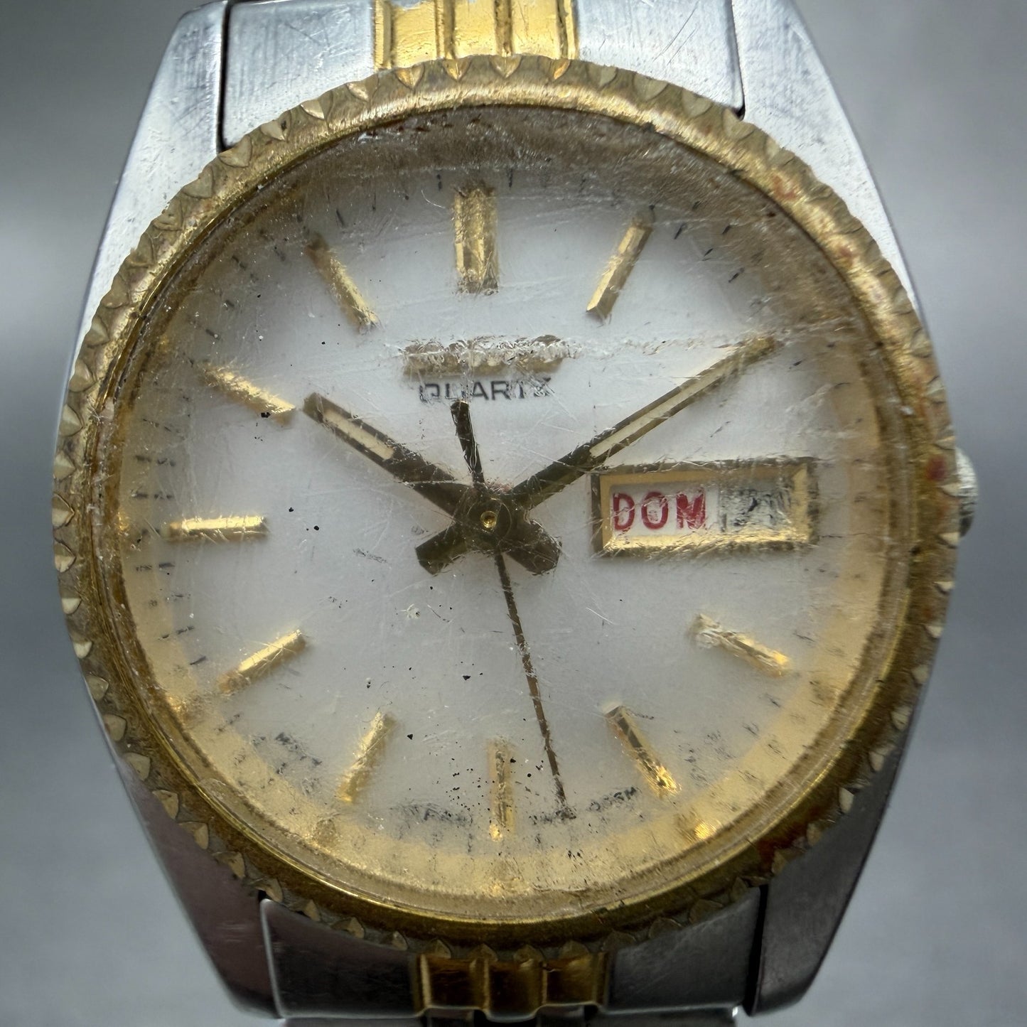 Seiko Watch Women 25mm White Dial Two Tone Daydate Round 7n83-0041 New Batt FXW21