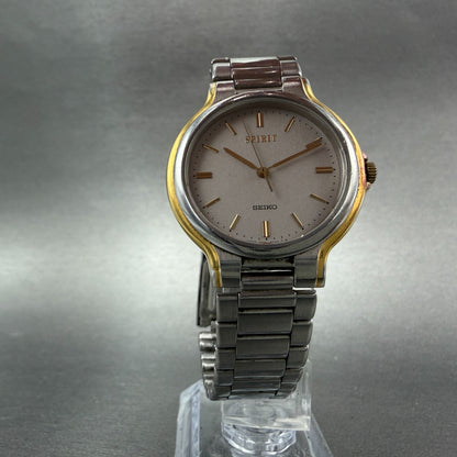 Seiko Spirit Watch Unisex 32mm Gray Dial Two Tone Round 5E31-6C30 New Battery5