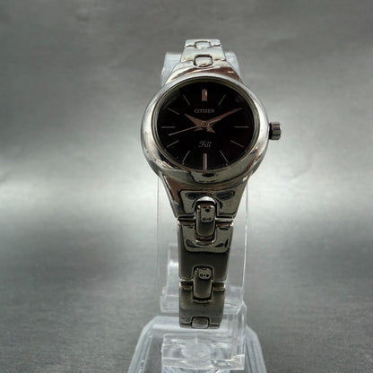 Citizen Fill Watch Women 21mm Black Dial Silver Tone Round 5930-S75519 New Batt5