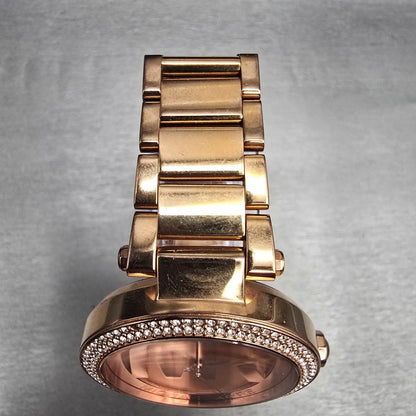 Michael Kors Parker Watch Women 39mm Rose Gold Gemmed MK-5865 New Battery LPF4
