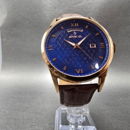 Invicta Watch Men 45mm Blue Dial Rose Gold Tone Daydate 12246 New Battery5