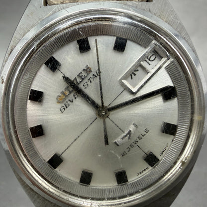 Citizen Seven Star Watch Men 36mm White Dial Silver Tone Daydate Automatic READ!1