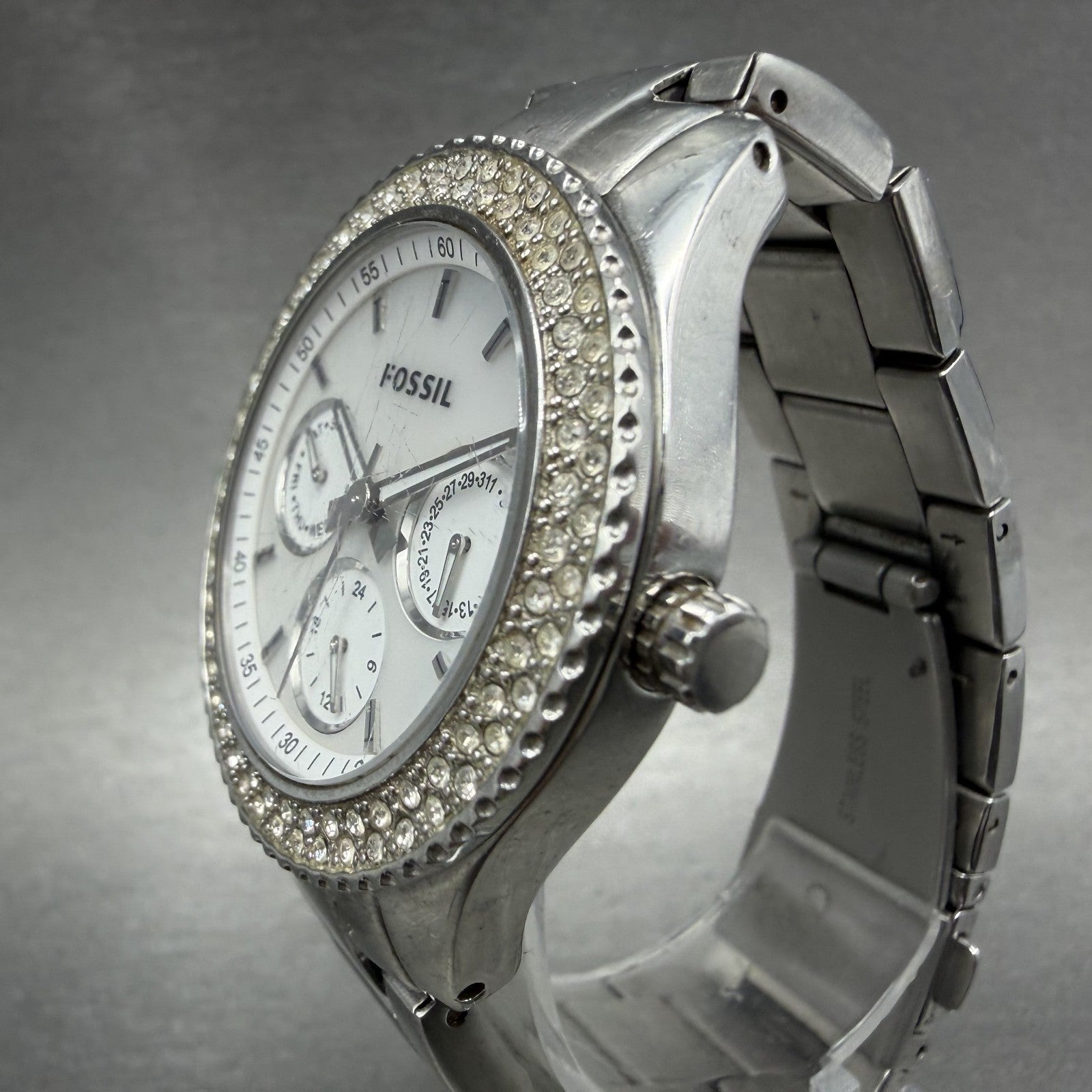 Fossil Stella Watch Women 38mm MOP Dial Steel Daydate ES2860 Round New battery2