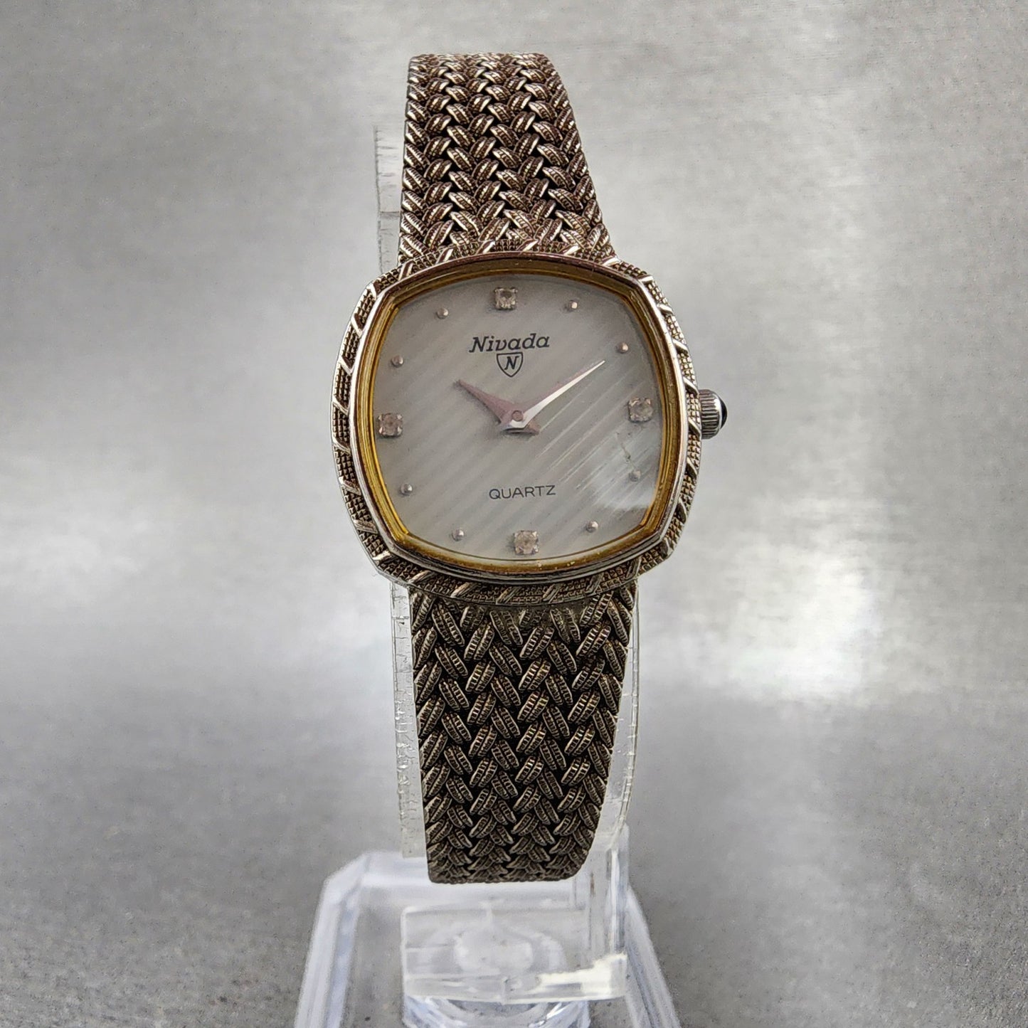 Nivada Watch Women 21mm Silver Dial Silver Tone Square N22724 New Battery3