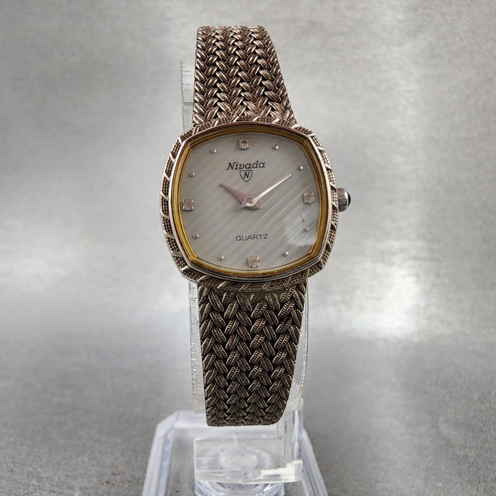 Nivada Watch Women 21mm Silver Dial Silver Tone Square N22724 New Battery3