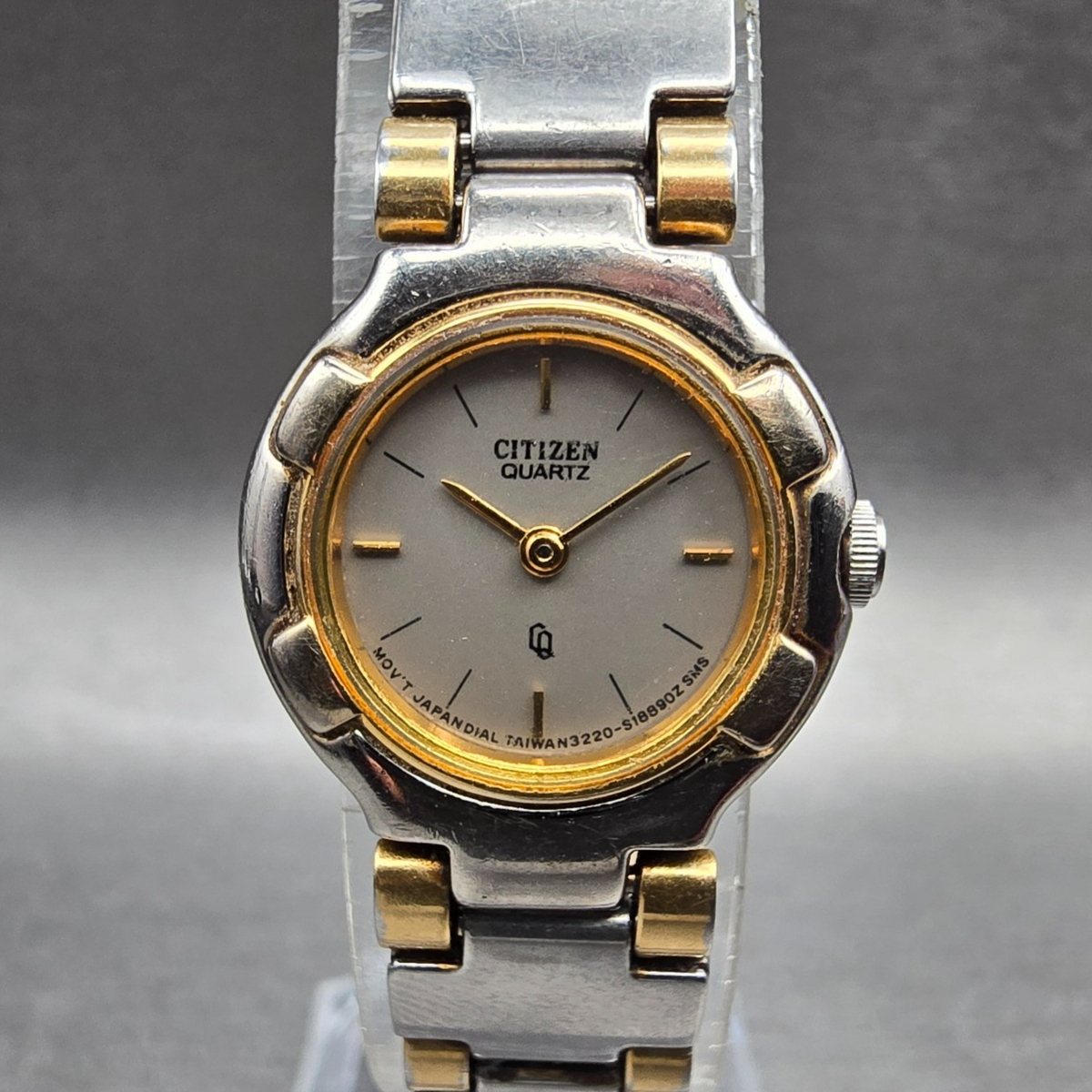 Citizen CQ Watch Women 21mm Gray Dial Two Tone Round 3220-S05154 New Battery 670