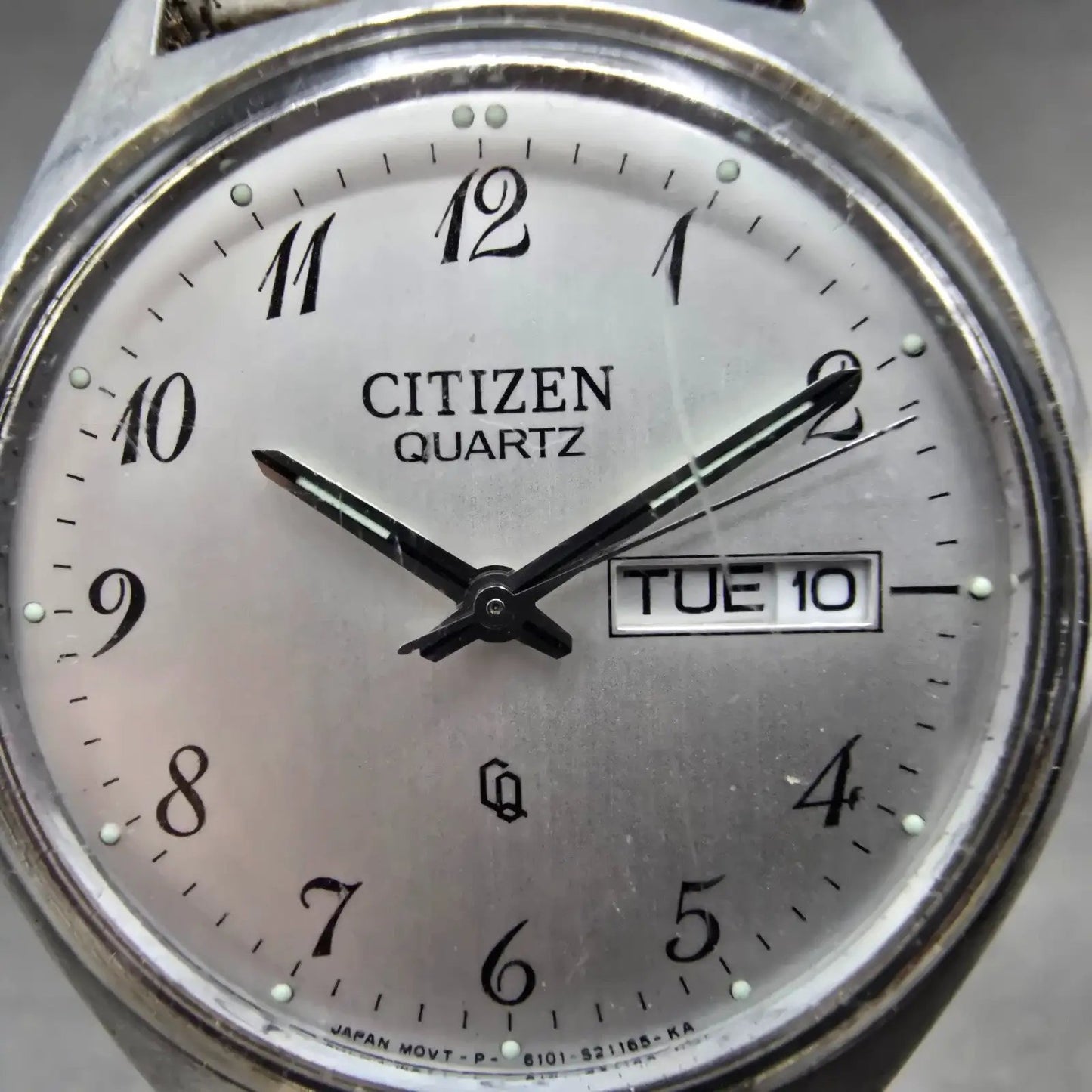 Citizen CQ Watch Men 36mm White Dial Silver Tone Daydate 6101-S05987 PARTS2