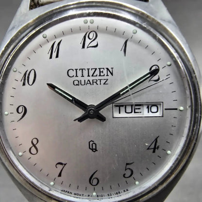 Citizen CQ Watch Men 36mm White Dial Silver Tone Daydate 6101-S05987 PARTS2