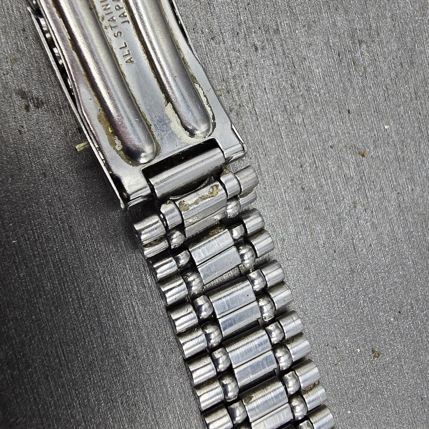 Seiko Bracelet 17mm Stainless Steel Silver Tone Tri Folding Clasp VTG Japan10