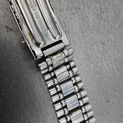 Seiko Bracelet 17mm Stainless Steel Silver Tone Tri Folding Clasp VTG Japan10