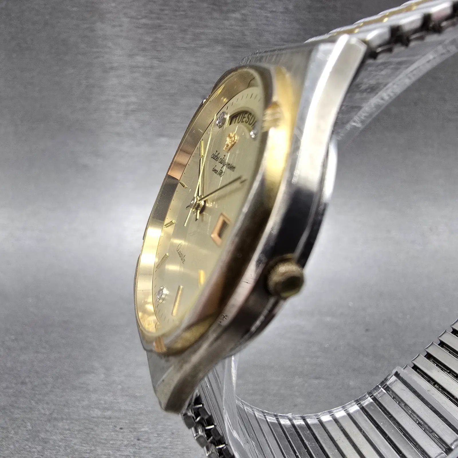 Jules Jurgensen Watch Men 34mm Champange Dial Two Tone Daydate Round New Battery2