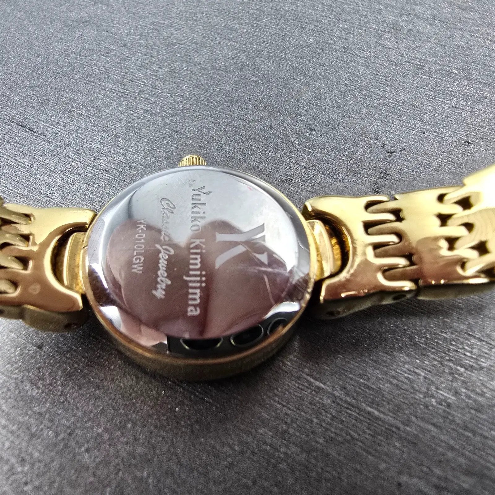 Yukiko Kimijima Emerald Watch Women 20mm MOP Dial Gold Crystal Bezel New Battery9
