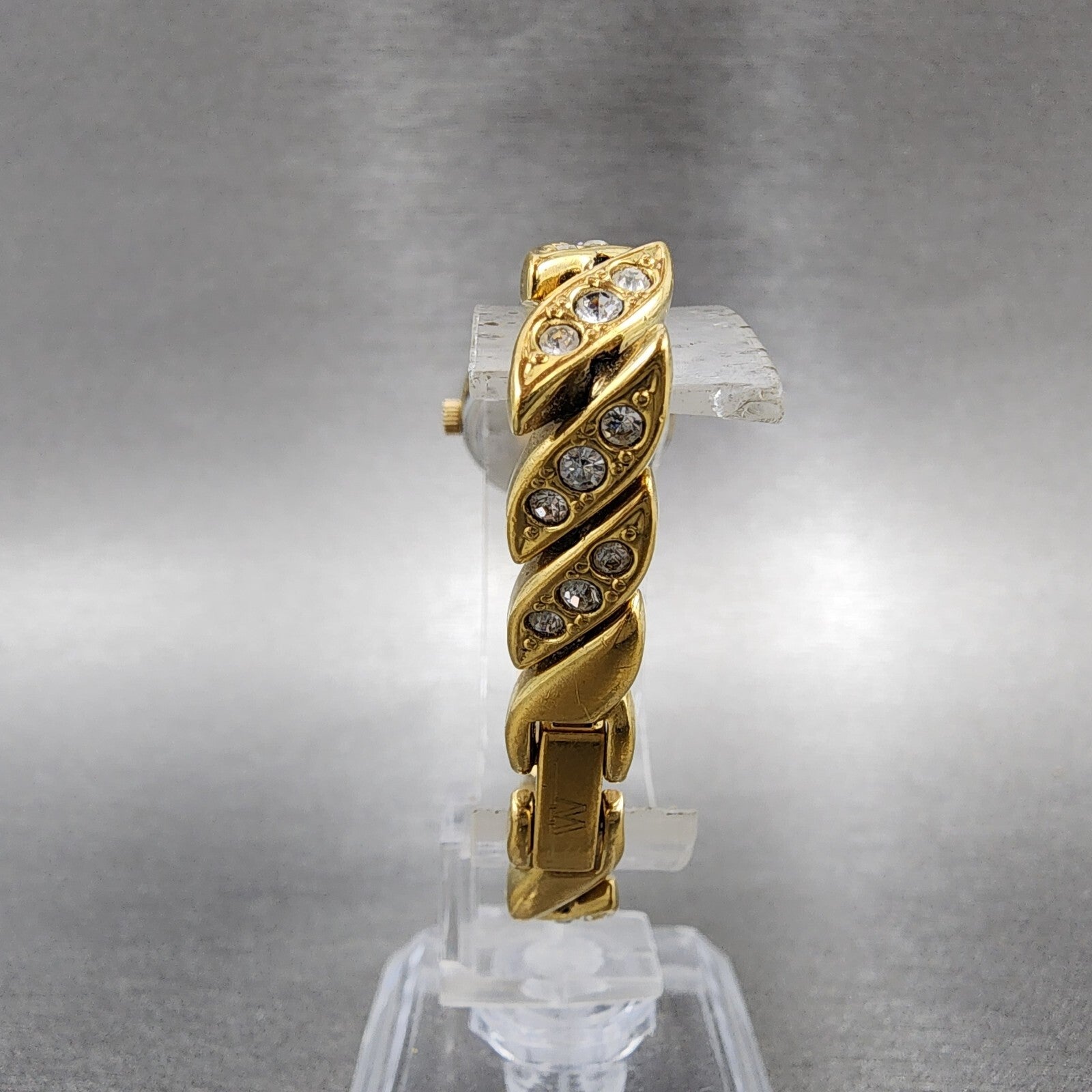 Wittnauer Watch Women 19mm Gold Dial Gold Tone Round Crystal Accents New Battery7