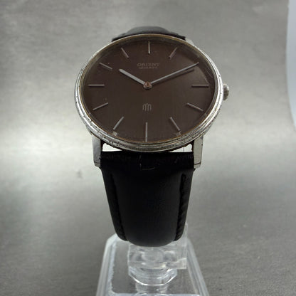 Orient Watch Men 32mm Black Dial Silver Tone Round Y050602-00 New Battery VTG5