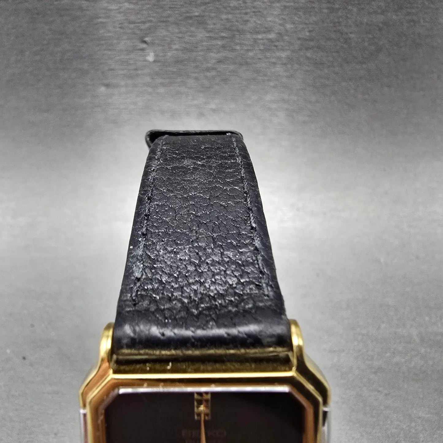 Seiko Tank Watch Men 26mm Black Dial Two Tone Rectangle 5P30-5A79 PARTS Vintage5