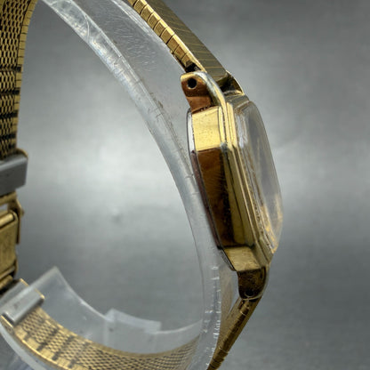 Seiko Watch Women 16mm Brown Dial Gold Tone Octagon 2c20-5760 New Battery VTG 6F3