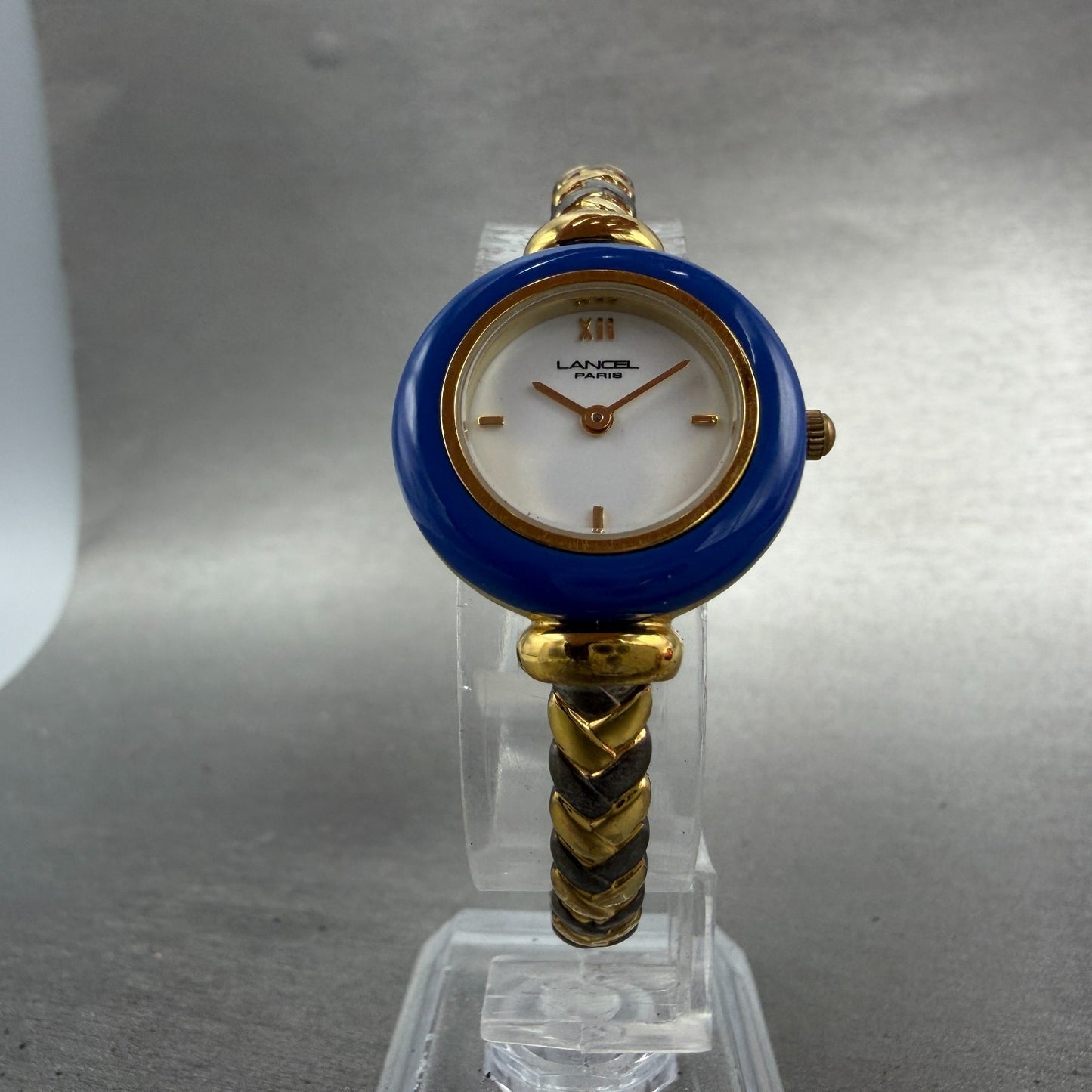 Lancel Interchangeable Bezel Watch Women 24mm White Dial Two Tone New Battery5
