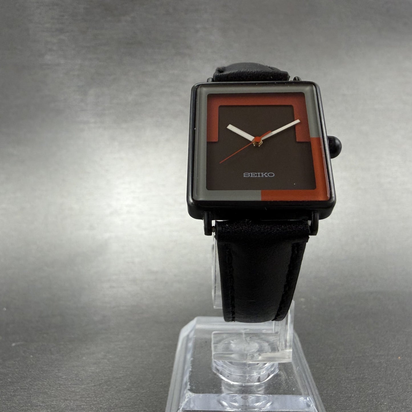 Seiko Tank Watch Women 23mm Black Dial Black Tone Rectangle 2C21-5570 NewBattery5