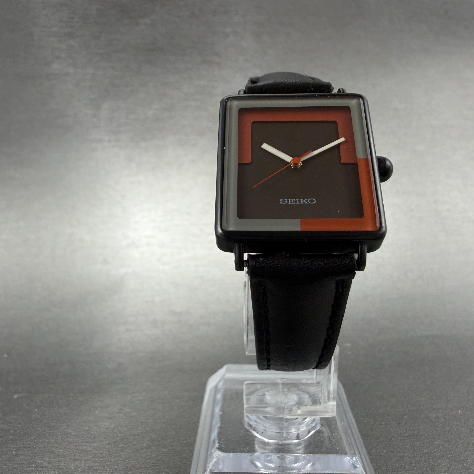 Seiko Tank Watch Women 23mm Black Dial Black Tone Rectangle 2C21-5570 NewBattery5