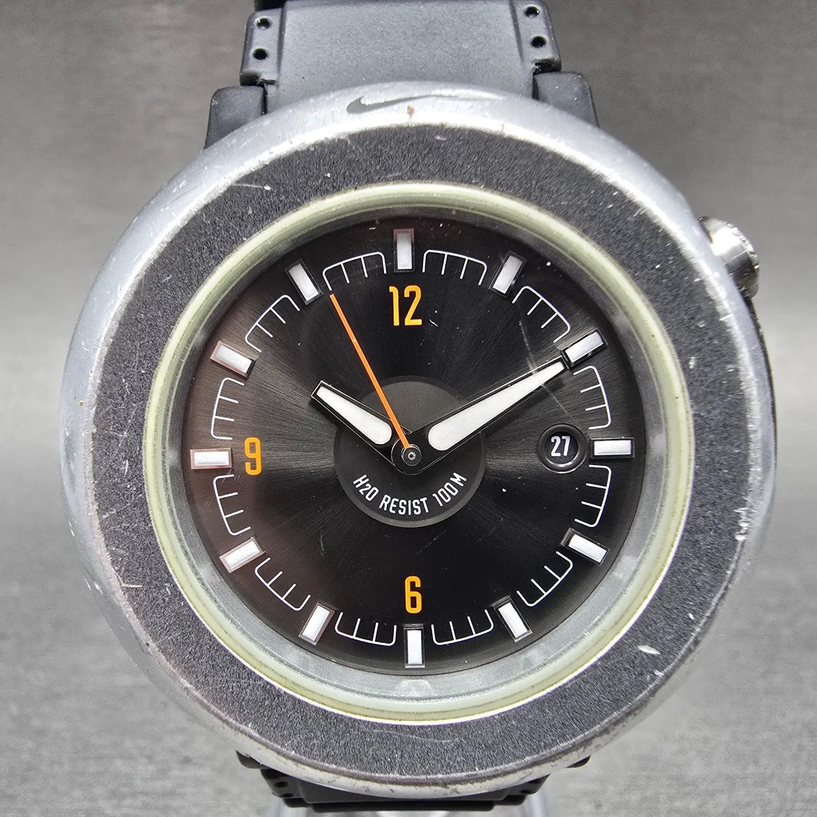 Nike Oregon Watch Men 45mm Black Dial Aluminum Date Round WA0021 New Battery0