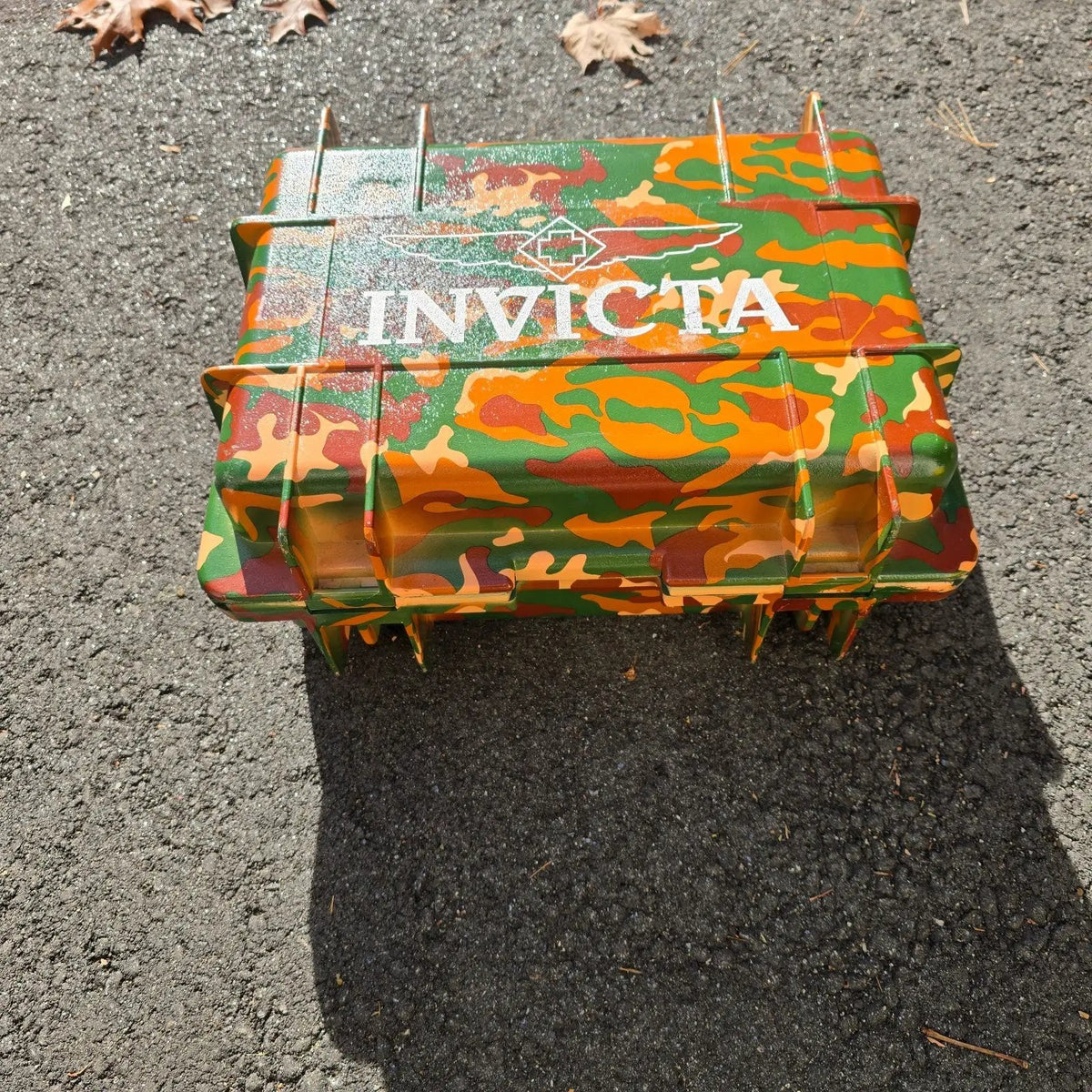 Invicta Watch Case 8 Slot Camo Green Brown Plastic Foam insert Handle Cary1