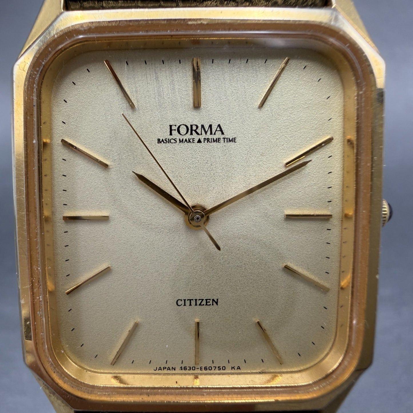 Citizen Forma Tank Watch Men 28mm Champagne Dial Gold Tone 4630-E60663 New Batt1