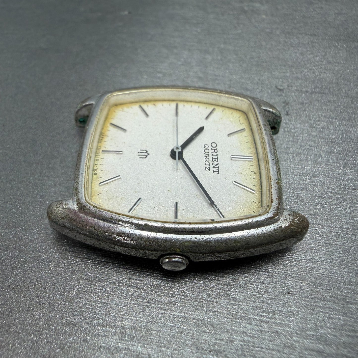 Orient Watch Men 31mm Silver Dial Silver Tone Rectangle I515101-20 PARTS Vintage7