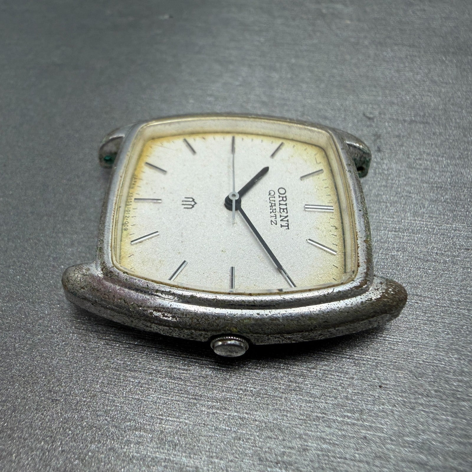 Orient Watch Men 31mm Silver Dial Silver Tone Rectangle I515101-20 PARTS Vintage7