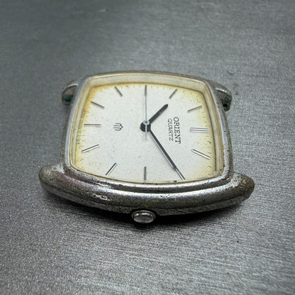 Orient Watch Men 31mm Silver Dial Silver Tone Rectangle I515101-20 PARTS Vintage7