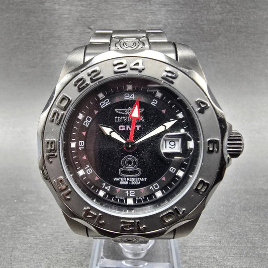 Invicta Pro Diver GMT Watch Men 44mm Black Dial Black Tone Date 5126 New Battery0
