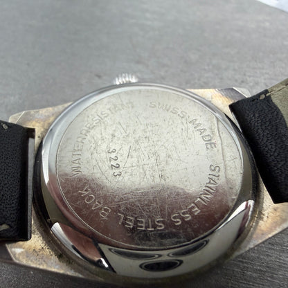 Berney Military Automatic watch Men 32mm Black Dial Steel Date Round Runs Swiss9