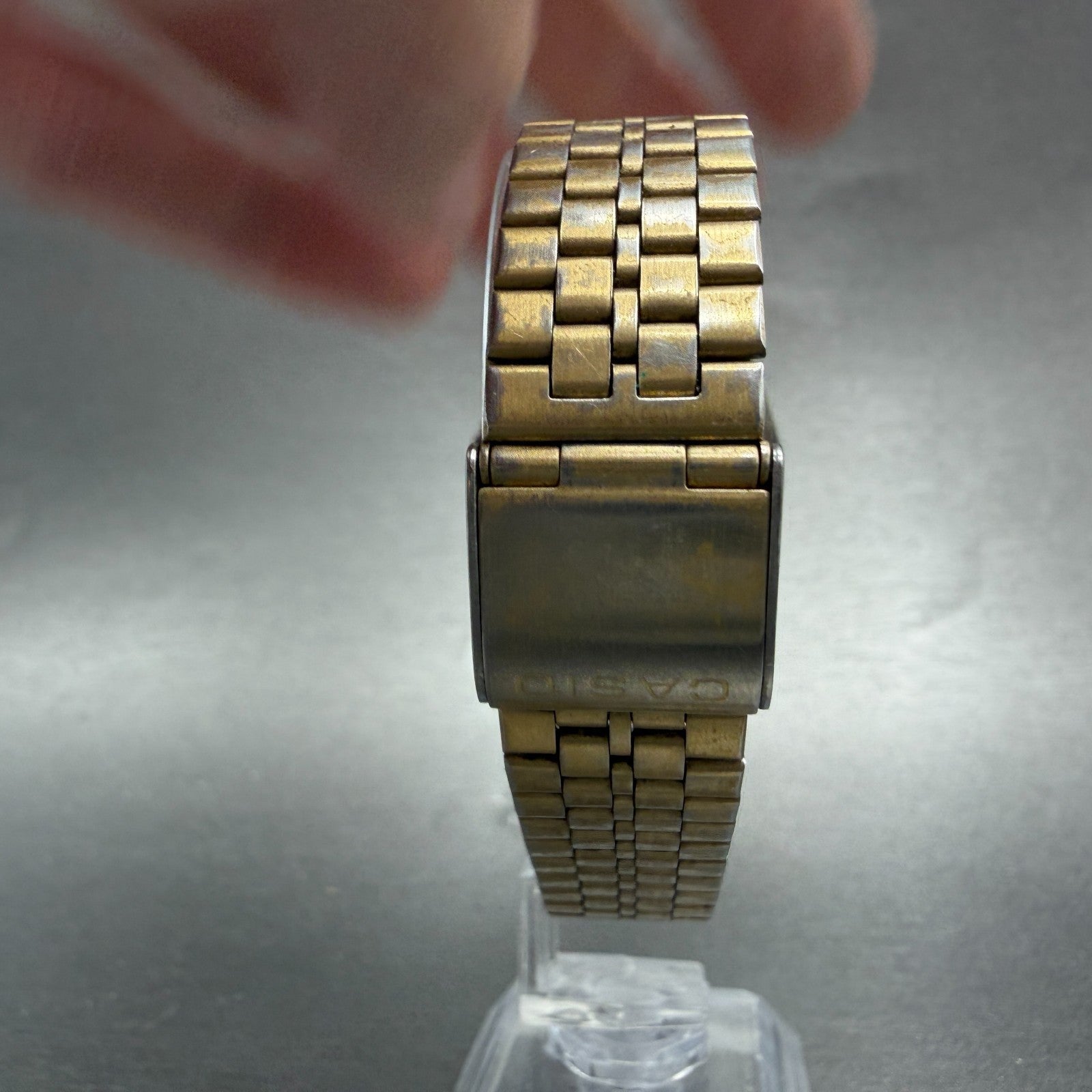 Casio B612W Watch Men 35mm Digital Gold Tone Date Round New Battery 350 VTG7