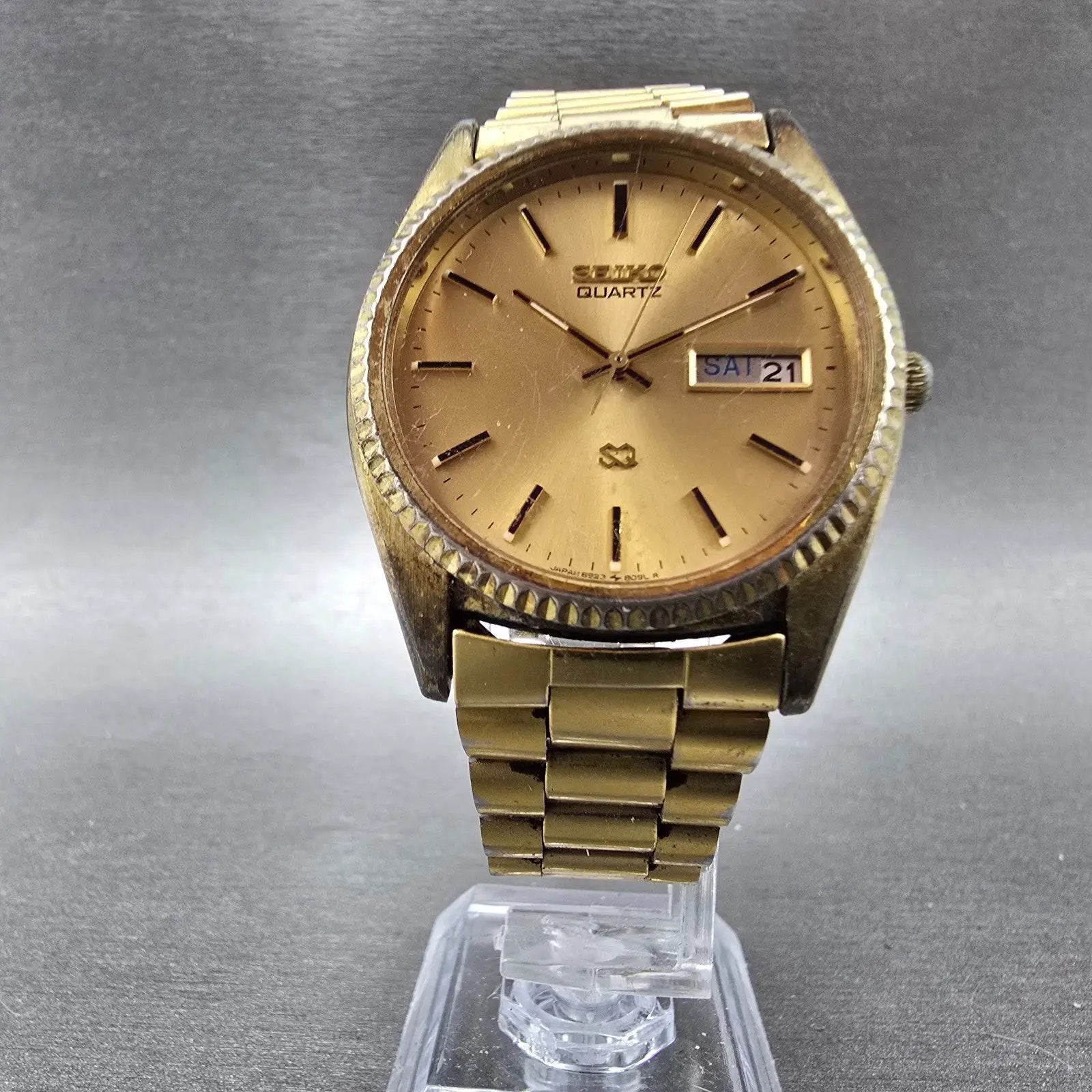 Seiko President Watch Men 36mm Champagne Dial Gold Tone READ!! 6923-8080 New Bat6