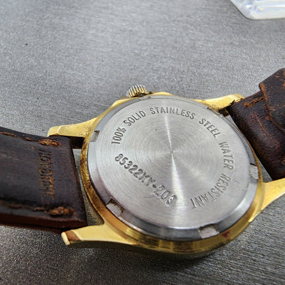 LL Bean Field Watch Women 27mm Gray Dial Gold Tone Date Round Vintage PARTS10