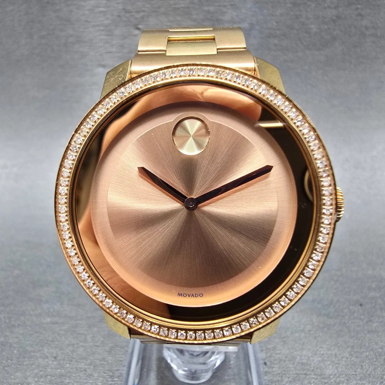 Movado Bold Watch Women 36mm Pink Dial Rose Gold Tone Round 3600151 New Battery0