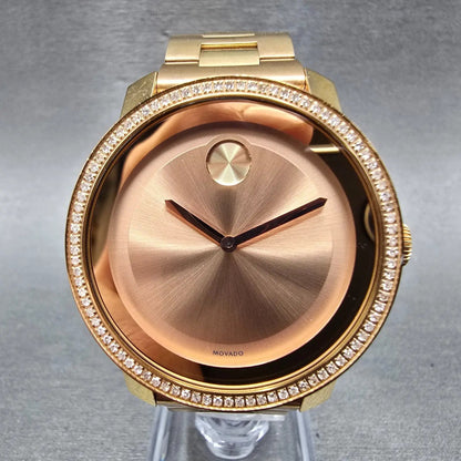 Movado Bold Watch Women 36mm Pink Dial Rose Gold Tone Round 3600151 New Battery0
