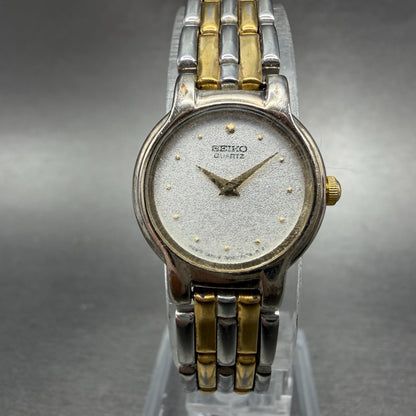 Seiko Watch Women 20mm Silver Dial Two Tone Round Vintage 1N00-0G69 New Battery0