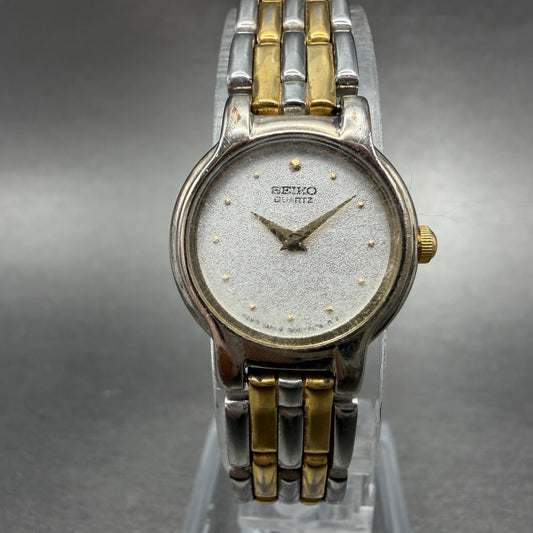 Seiko Watch Women 20mm Silver Dial Two Tone Round Vintage 1N00-0G69 New Battery0