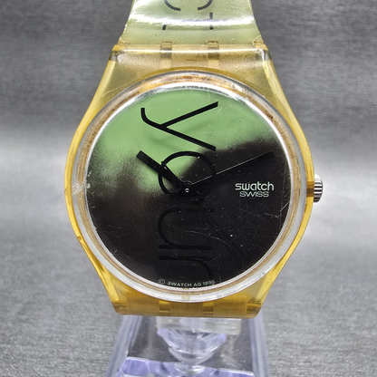 Swatch Protect Watch Men 34mm Green Dial Clear Case Round GK226 New Battery0