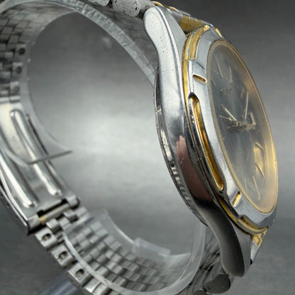 Seiko Watch Men 36mm Gray Dial Two Tone READ!!! Daydate Round 7n43-6a09 New Batt3