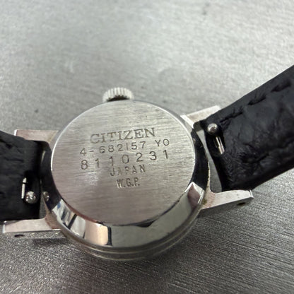 Citizen Watch Women 20mm Silver Dial Silver Tone Round Manual Wind Runs VTG9