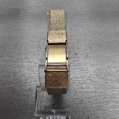 Seiko Tank Watch Women 12mm Gold Dial Gold Tone Rectangle 1320-5029 New Battery7