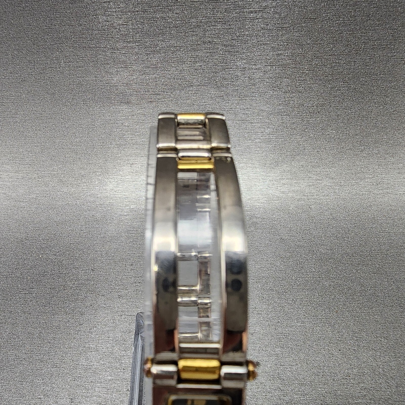 Bulova Watch Women 14mm Black Dial Two Tone Rectangle 98T18 New Battery4