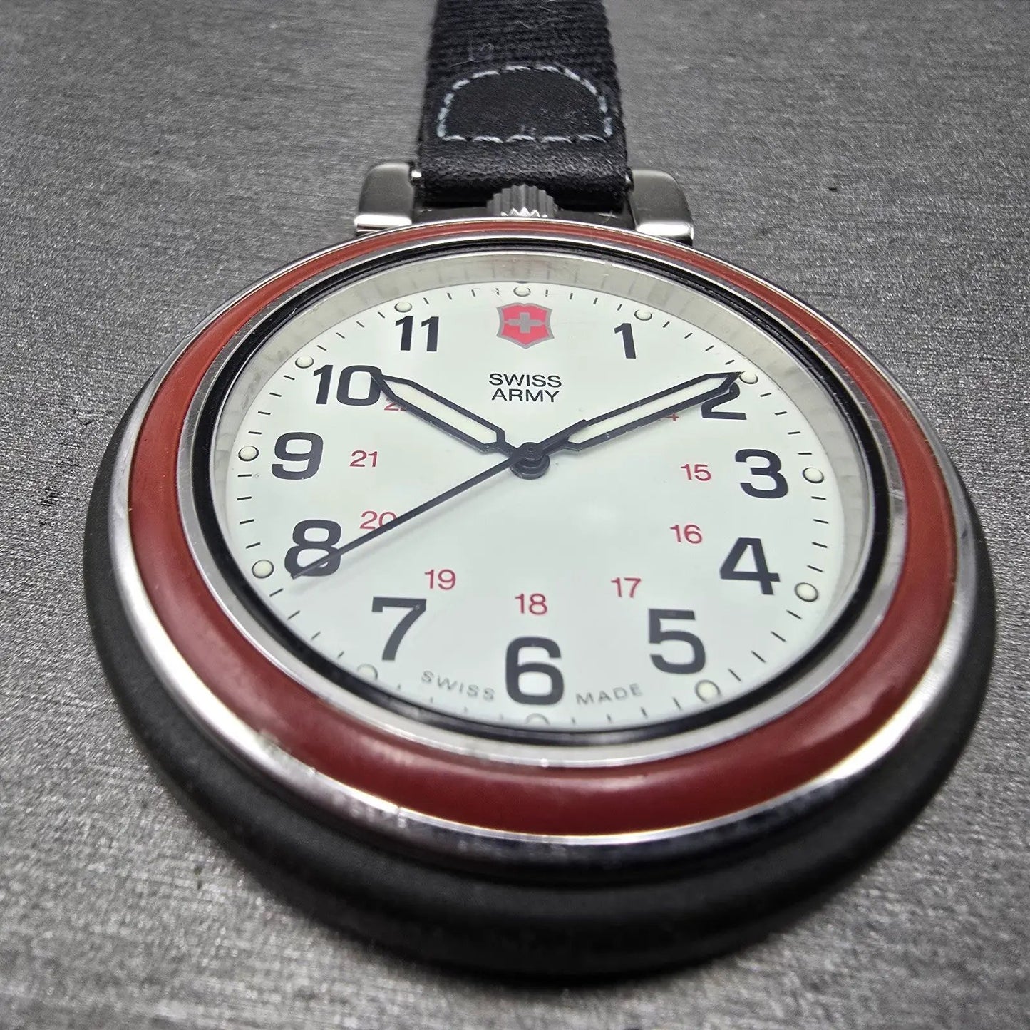Victorinox Swiss Army Pocket Watch Men 48mm White Dial Black Tone 24723 New Batt3