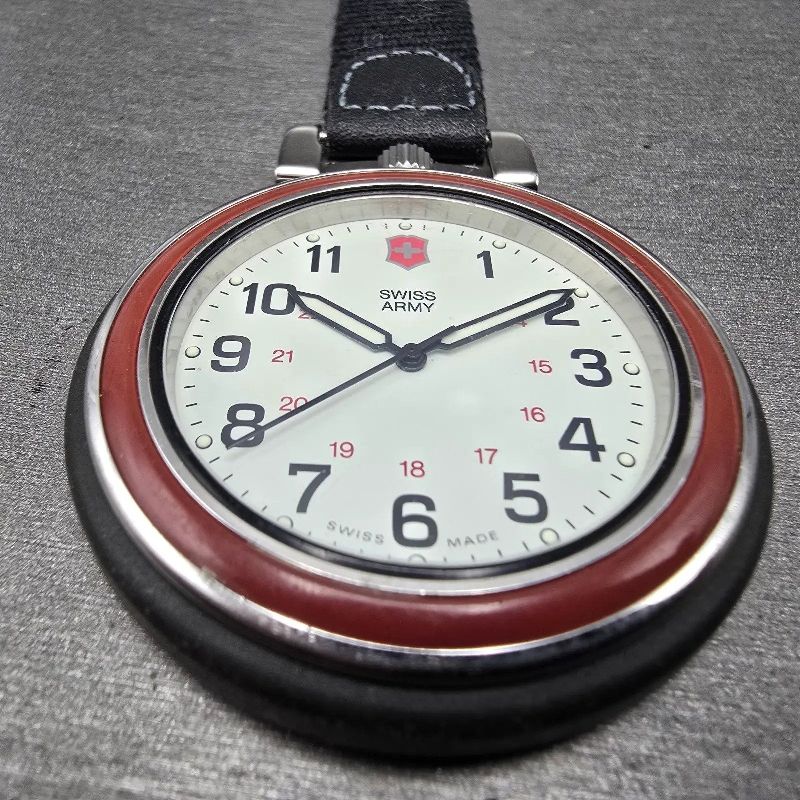 Victorinox Swiss Army Pocket Watch Men 48mm White Dial Black Tone 24723 New Batt3