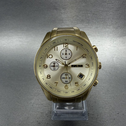 Fossil Chronograph Watch Women 40mm Champagne Dial Gold Tone Date Round New Batt0